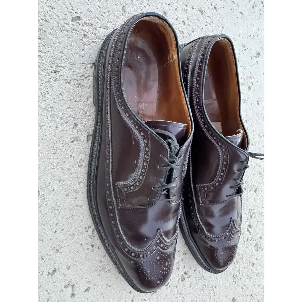 Vintage GH Bass Longwing Wingtip Brown Leather Brogue USA Sz 13B FOR REPAIR